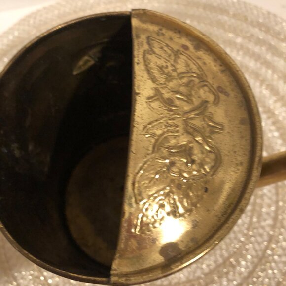 Vintage Brass Decorative Watering Can With Embossed Colonial Scene Design - Picture 6 of 14